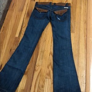 Frankie B leather trim jeans